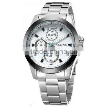 SKONE 7063 White Dial 3 Movement japan movt watches stainless steel