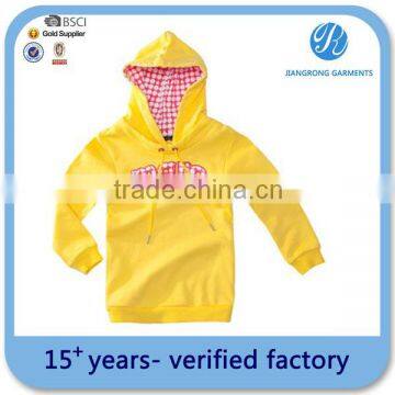 Cheapest Kid's Embroidery Yellow Hoodie Supplier with BSCI certification yellow zip up hoodiebrushed fleece hoody