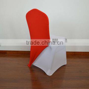 White spandex wedding chair cover with red spandex sash for sales