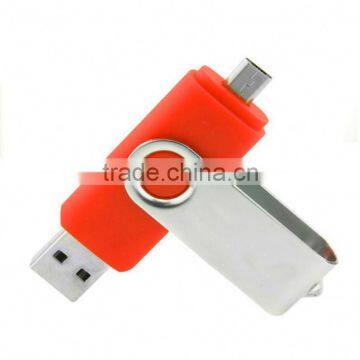 32GB USB OTG Flash Drive, Micro USB Storage For Android Devices & USB 2.0 For PCs Rotatable Metal U Disk