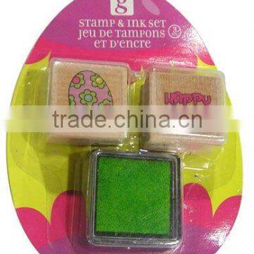 3pcs Wooden Stamp with 1pc ink pad