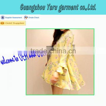 2014 chinese factory garment long sleeve loose women dress