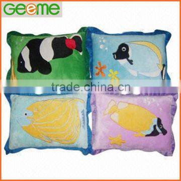 JM7821 Soft Plush Cushions with Embroidering Sea Fish