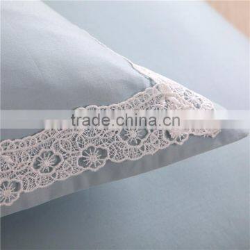 100% Cotton Solid Embroidery Bedding Set Light Blue photo-3