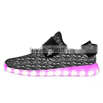 Candy Color Kids Led Light up Sneakers Flyknit Buckle up Kids Electric Led Sneakers Cheap Kids Shoes for Wholesale