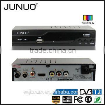 JUNUO china manufacture OEM good quality free to air tuner hd mpeg4 mstar 7t01 dvb t2 digital tv receiver Indonesia