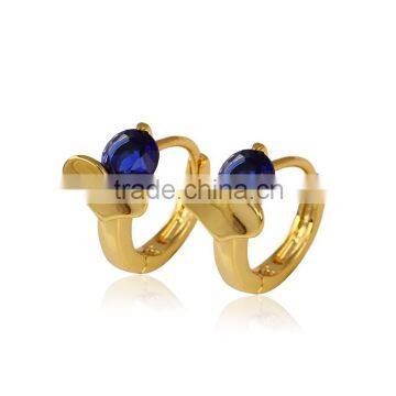 2016 CZ fashion yellow gold plated huggie cartilage earrings (23086)