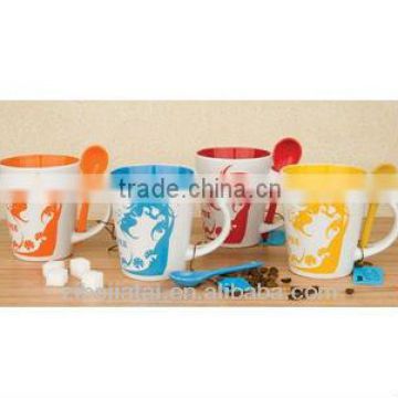 Hot Sell 12oz Inner Glazed Funnel Shape Stoneware Spoon Mug with Imprint