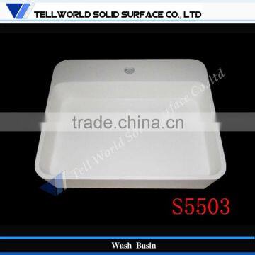 TW Quartz marble stone simple design square wash basins for toilet