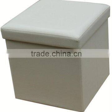 stronger!! Ivory PVC Leather foldable storage stool