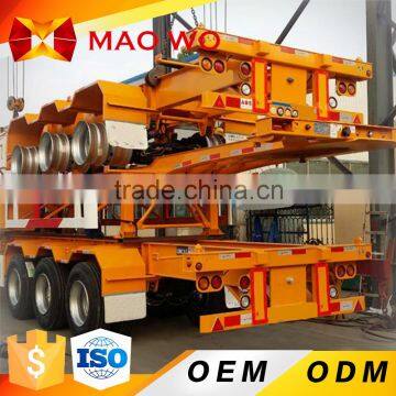 China New 3 axle 40 ft container used skeleton semi trailer for sale