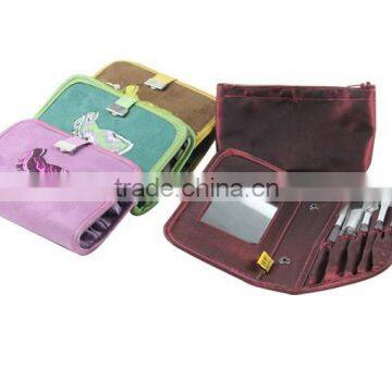 full set of makeup brushes set in embroided make-up wallet