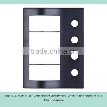 Black DC12V 4 Gang Car Boat Switch Panel With LED Light Rocker Circuit Breakers photo-4