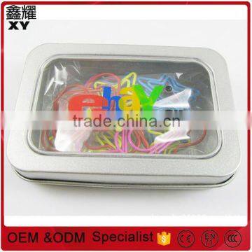 Company promotional gifts custom logo metal shape paper clips with tin box