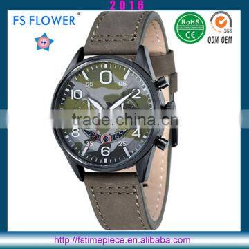 FS FLOWER - Army Using Watch Camo Surface Stainless Steel Japan Movt Chronograph Watch