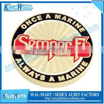 Soft Enamel With Epoxy Domed Brass Navy Coin photo-5