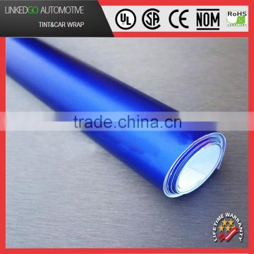 Factory design blue matte metallic film satin chrome vinyl for car wrapping