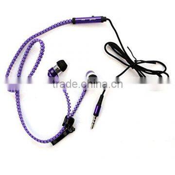 Mic 3.5mm Zipper Earbuds Wired Earphones