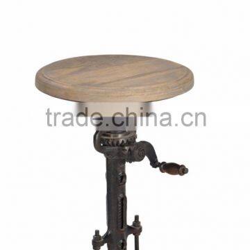 Crank Stool With Cast Iron Base and Mango Top