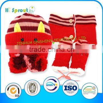 baby fashion knitted scarf cute scarf hat gloves sets