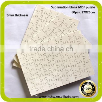 China manufacturer A4 sublimation printing mdf jigsaw