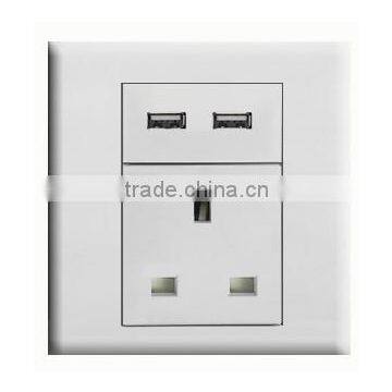 2.1A 2 USB Wall Socket Power Adapter PC Outlet Panel Plug Switch UK socket