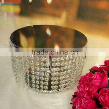 Round Silver Metal Acrylic Strand Mirror Wedding Cake Stand Centerpiece Decor photo-2