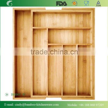 BH003 Bamboo Expandable Cutlery Drawer Organizer for Kitchen