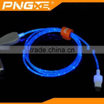 PNGXE 2016 most fashion dynamic light cell phone led charging cable for iphone 5 6 6S plus and samsung