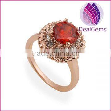 Fashion women's zircon copper red color crystal rings