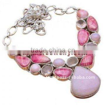 Popular Rhodochrosite Necklace With Gemstones Stone Rings For Sale Trendy Fashion Jewelry Necklaces