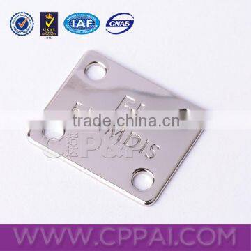 Shining plating customized embossed logo jeans metal label