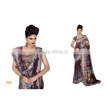 Glossy Wine Bhagalpuri Silk Saree/indian designers saree online shopping