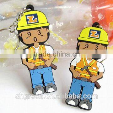 Worker logo silicone rubber keychain with low price