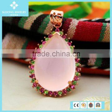 Wholesale YiWu Water Drop Rose Gold Natural Stone Pendants Jewelry