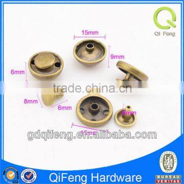 15mm*8mm*6mm antique brass mushroom shape rivets and stud for bags