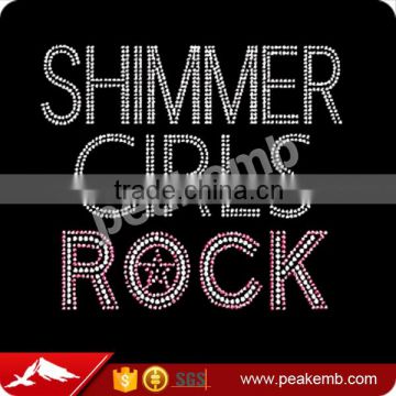 Hot Fix Rhinestone Shmmer Girls Rock Bling Transfers Best Supplier in China