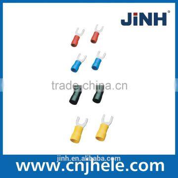 JINH plastic spade terminal fork solder block sleeve insulated spade terminal copper block PVC wire electric connector