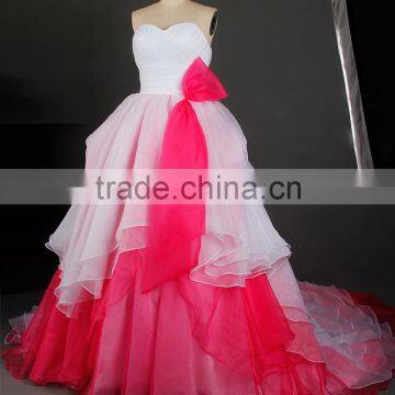 RSW842 Asymmetric Hemline Organza Custom Made Pink Wedding Dresses China photo-3