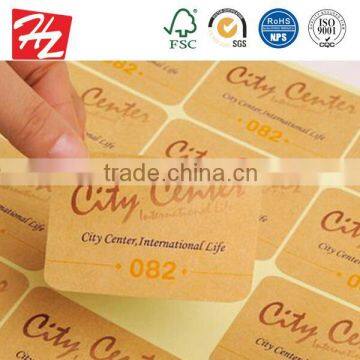 OEM custom embossed printing label sticker in Dongguan factory