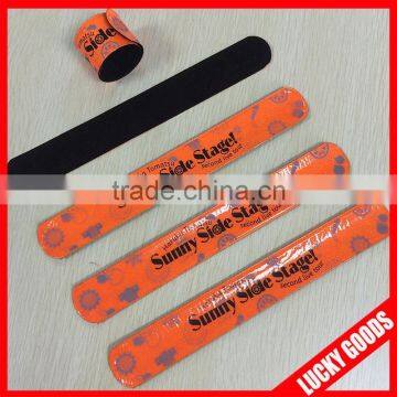 bulk orange color reflecive pvc kids wristbands with custom printing