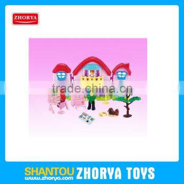 Zhorya fancy girl's toy deluxe home luxurious villa with 3 family figures music and light villa house for entertainment