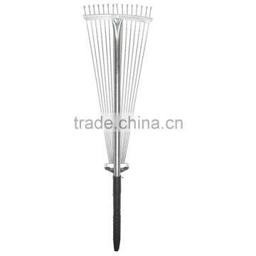 28"-57" Length Telescopic Steel Garden Rake 15 Tine Adjustable Garden Leaf Rake With 1pair Work Gloves (Zinc Coated) photo-5