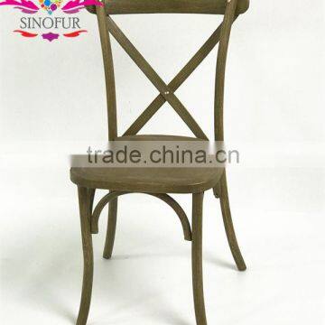 Solid wood stacking cross back chair