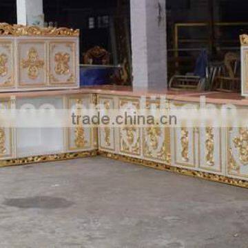 European Style Golden Solid Wood Kitchen Cabinet/Royal Rococo Style Kitchen Cabinet