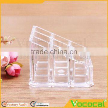 Clear Acrylic 9-hole Lip Gloss Lipstick Nail Polish Cosmetics Makeup Storage Holder Organizer Box