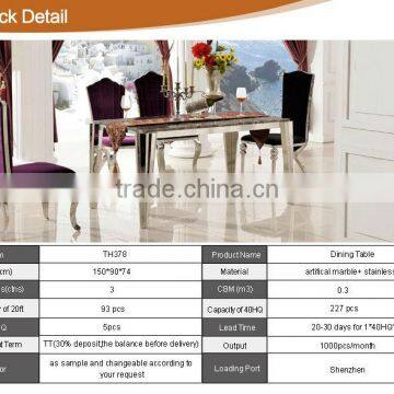 TH383 Stainless Steel Tempered Glass Modern Dining Table photo-4