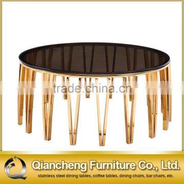 Fancy Black Glass Champagne Gold Coffee Table for Hotel photo-5