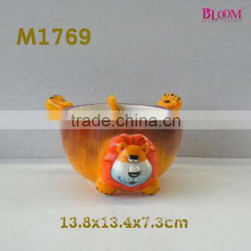 fashion bloom ceramic cute lion bowl