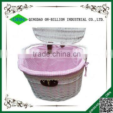 2015 Cheap White Bicycle Wicker Basket With Lid photo-2